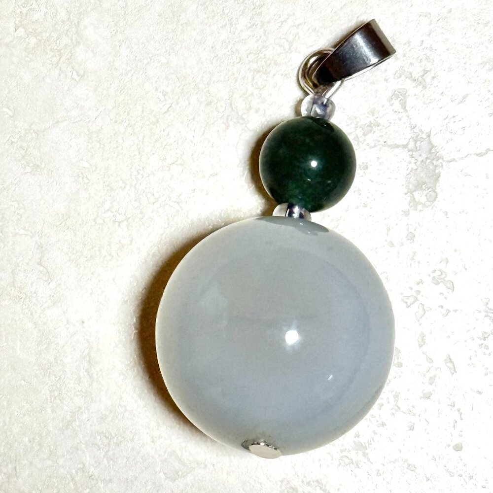 2/$20, Genuine Blue & Green Chalcedony Pendant, Large Natural Gemstone Pendant